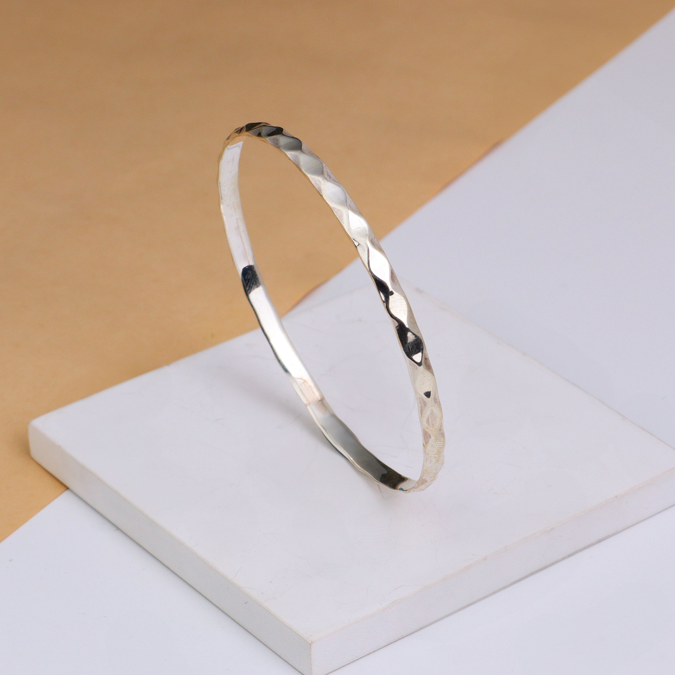 Silver Abstract Textured Bangle