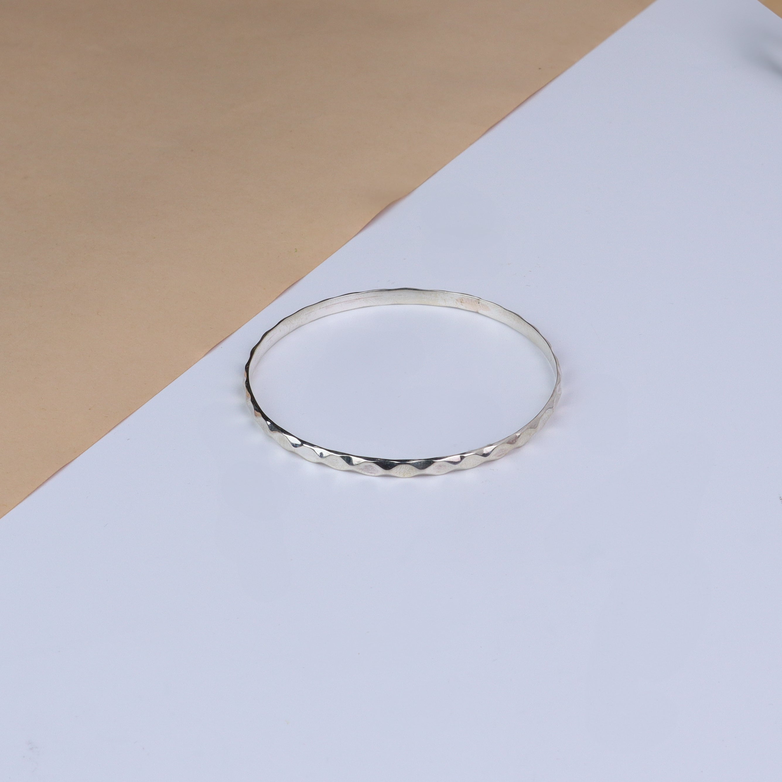 Silver Abstract Textured Bangle