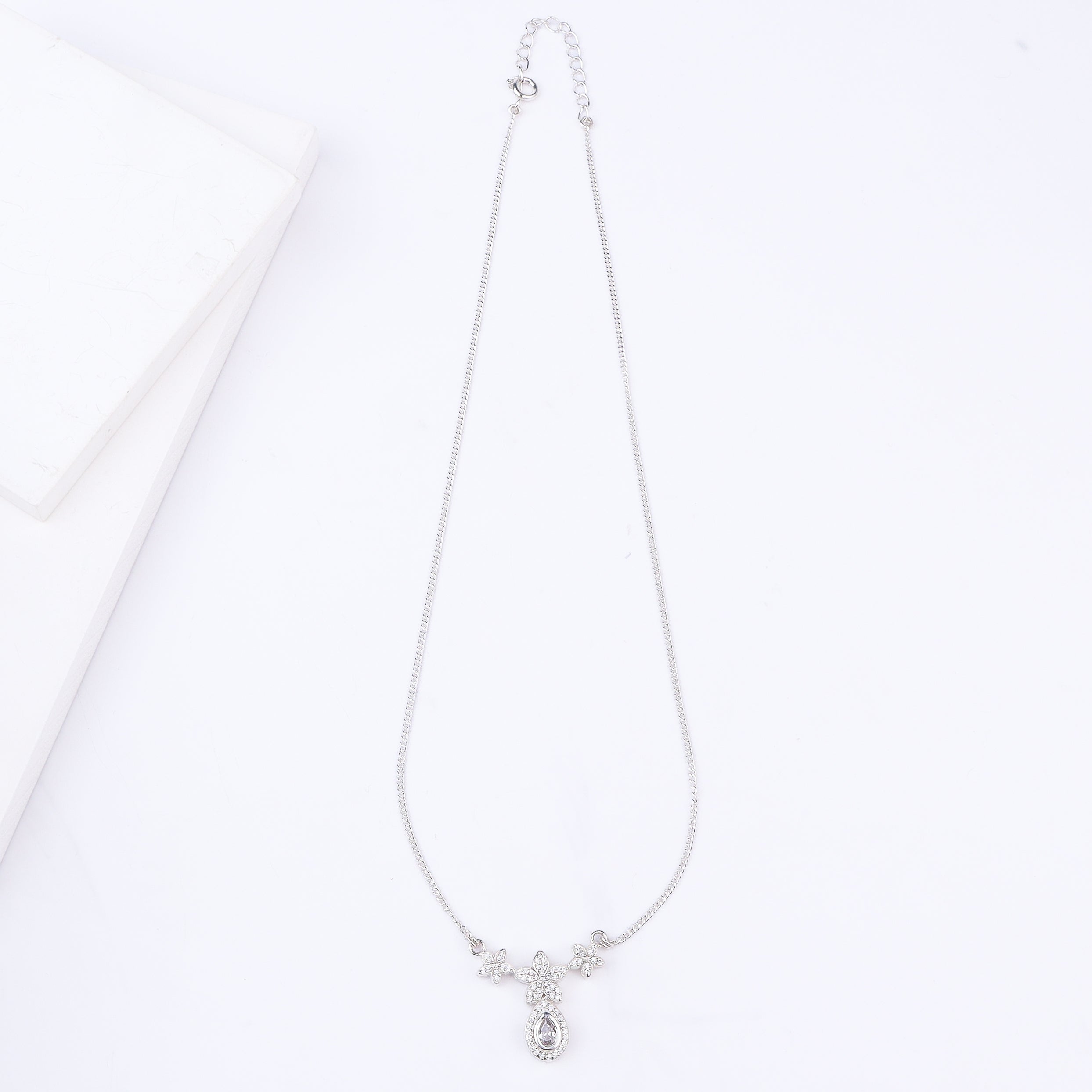 CZ Flower Drop Necklace
