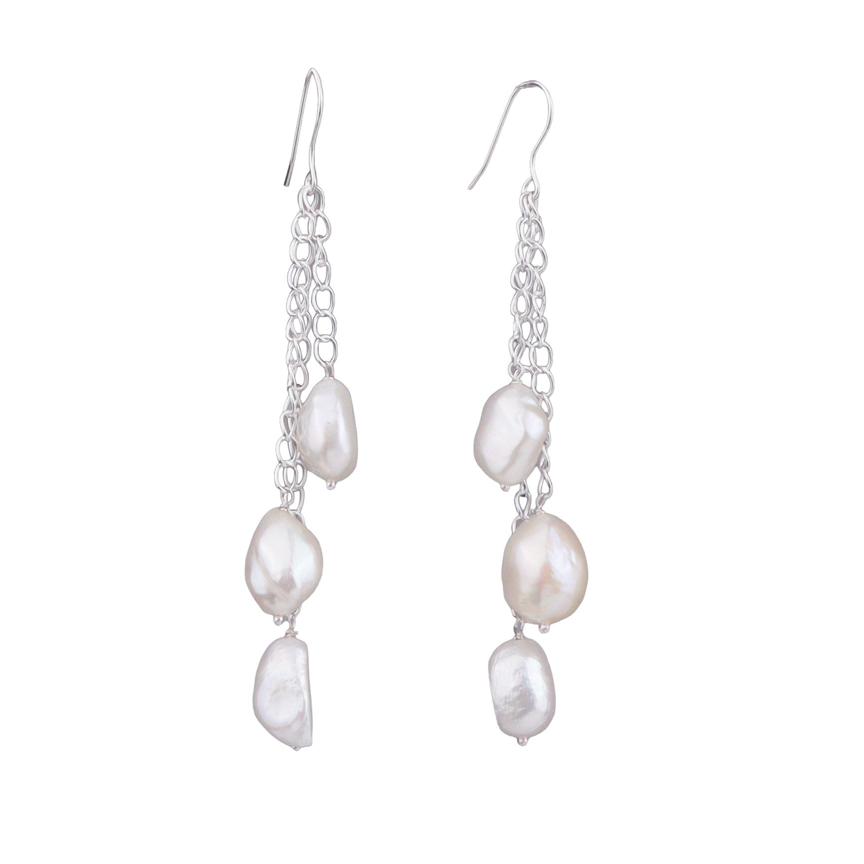 Freshwater Pearl Silver Earrings (Project Handmade)