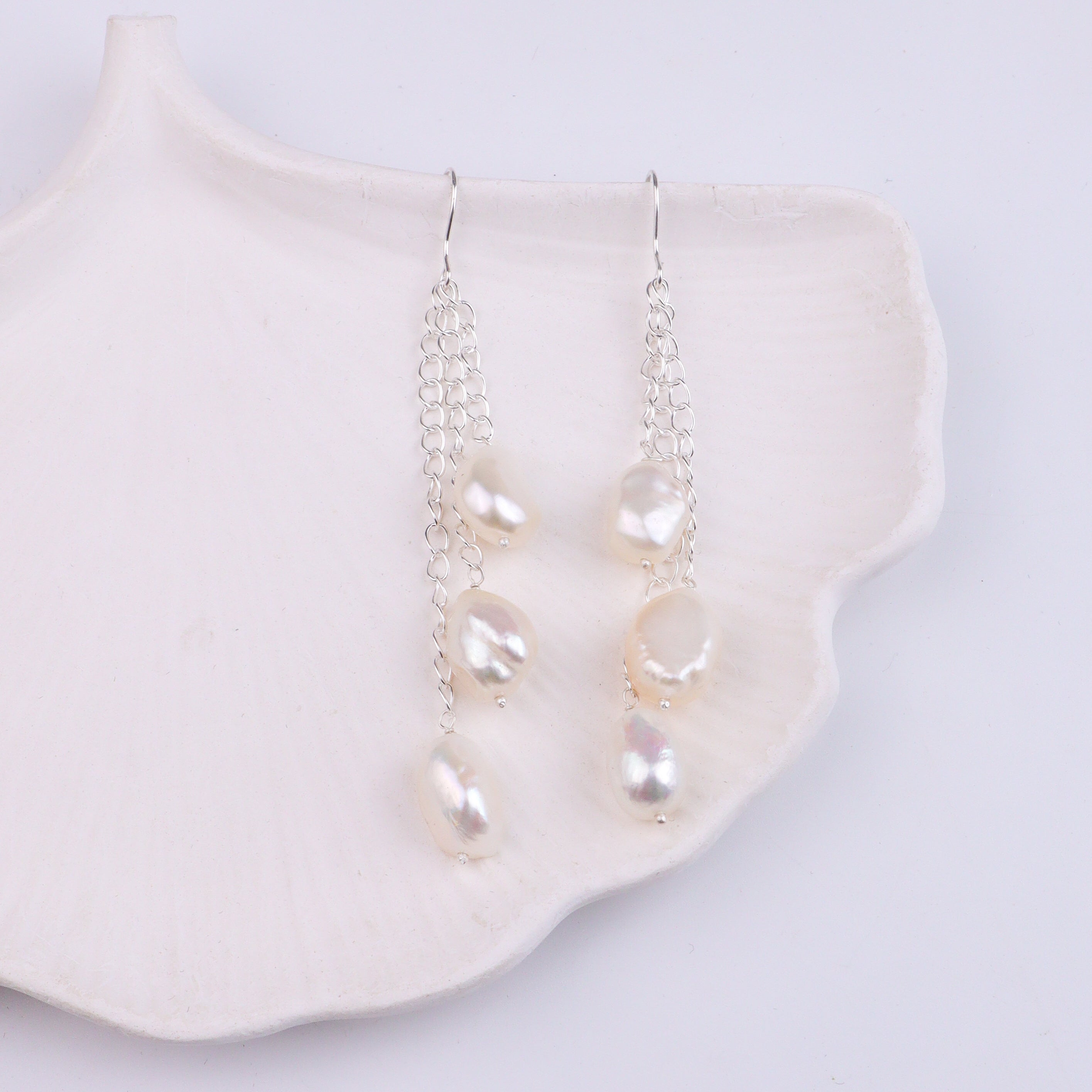 Freshwater Pearl Silver Earrings (Project Handmade)