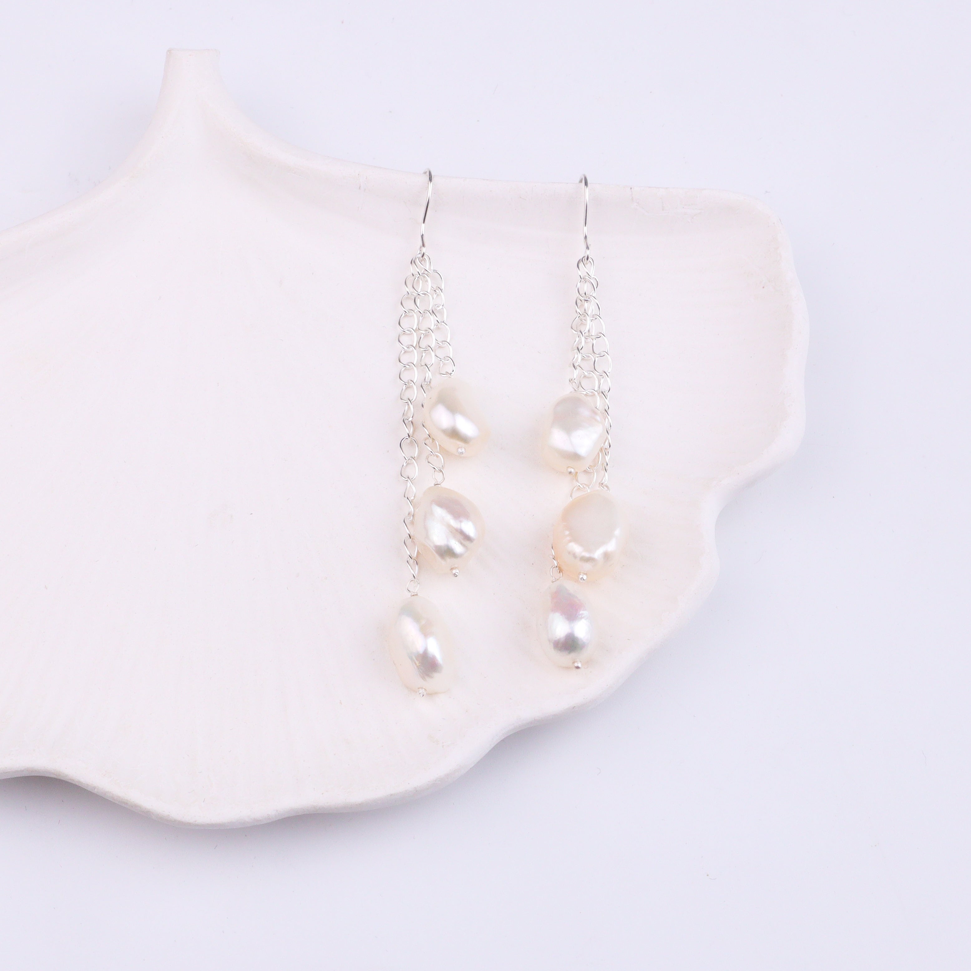 Freshwater Pearl Silver Earrings (Project Handmade)
