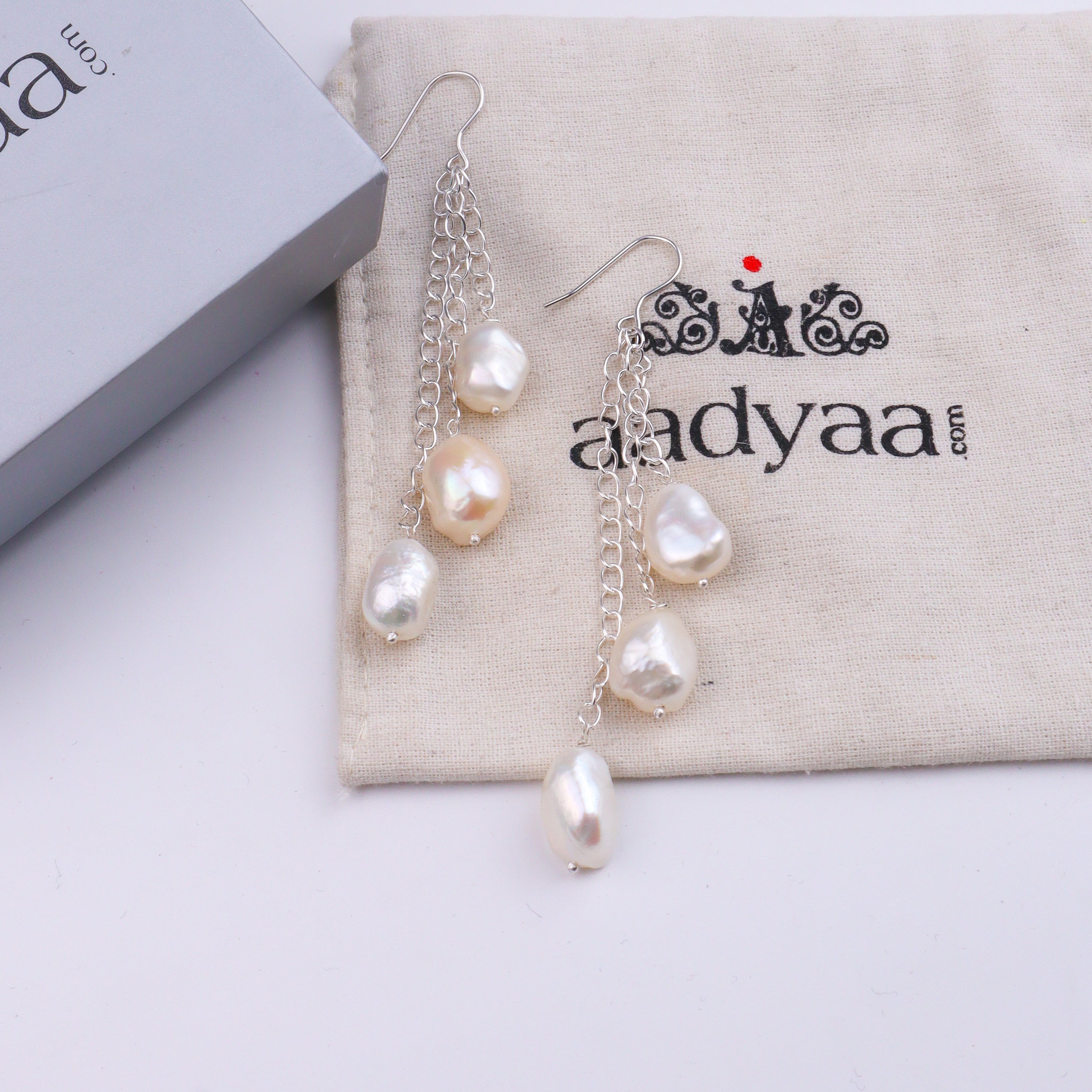 Freshwater Pearl Silver Earrings (Project Handmade)
