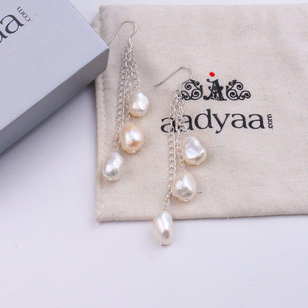 Freshwater Pearl Silver Earrings (Project Handmade)
