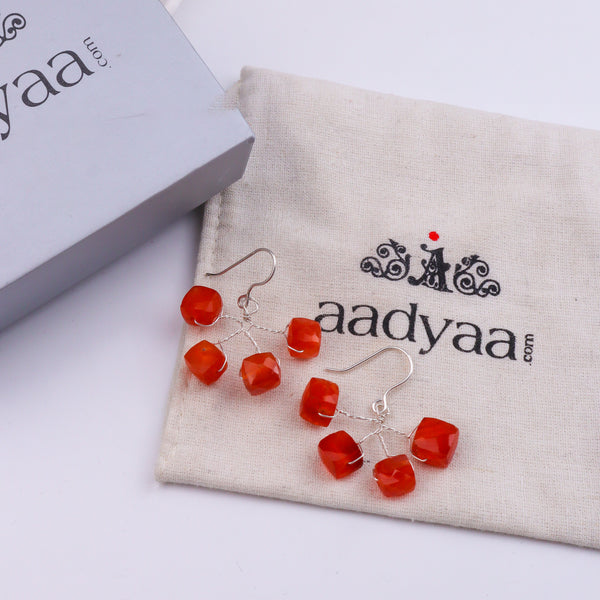 Carnelian Silver Earrings (Project Handmade)