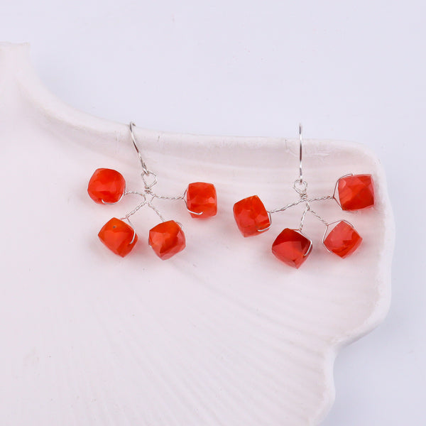 Carnelian Silver Earrings (Project Handmade)