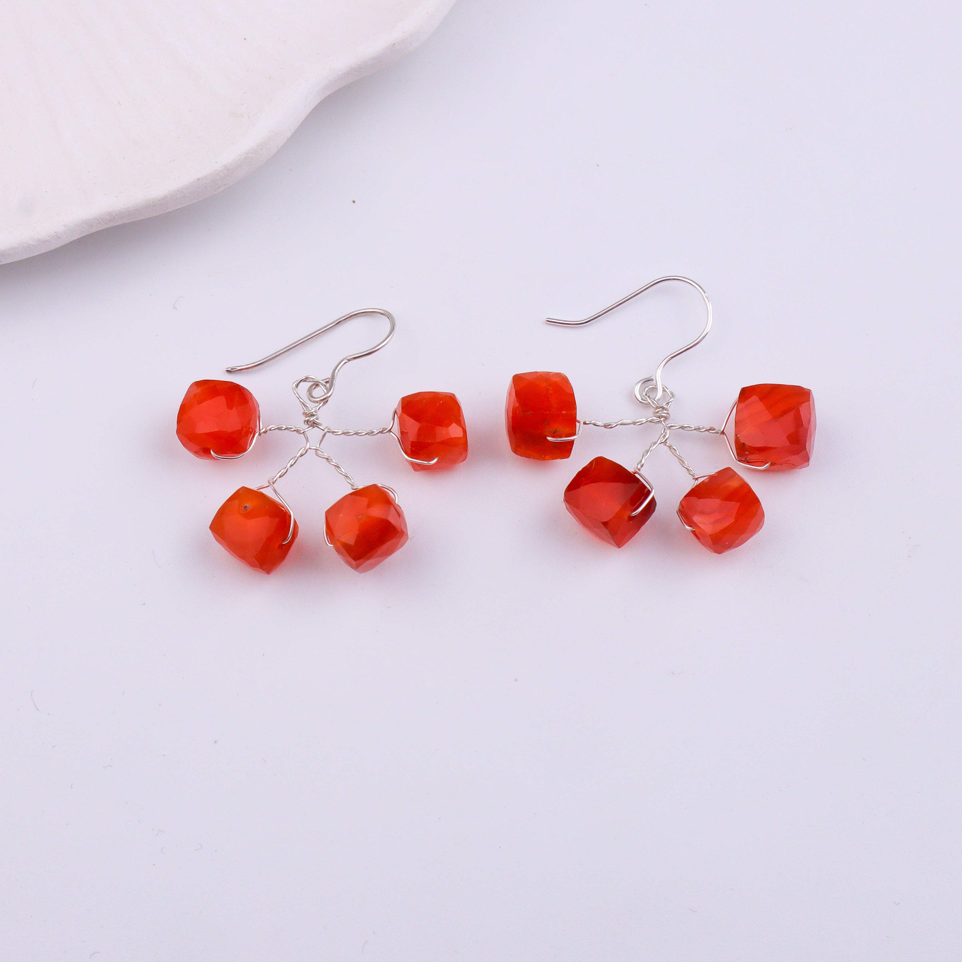 Carnelian Silver Earrings (Project Handmade)