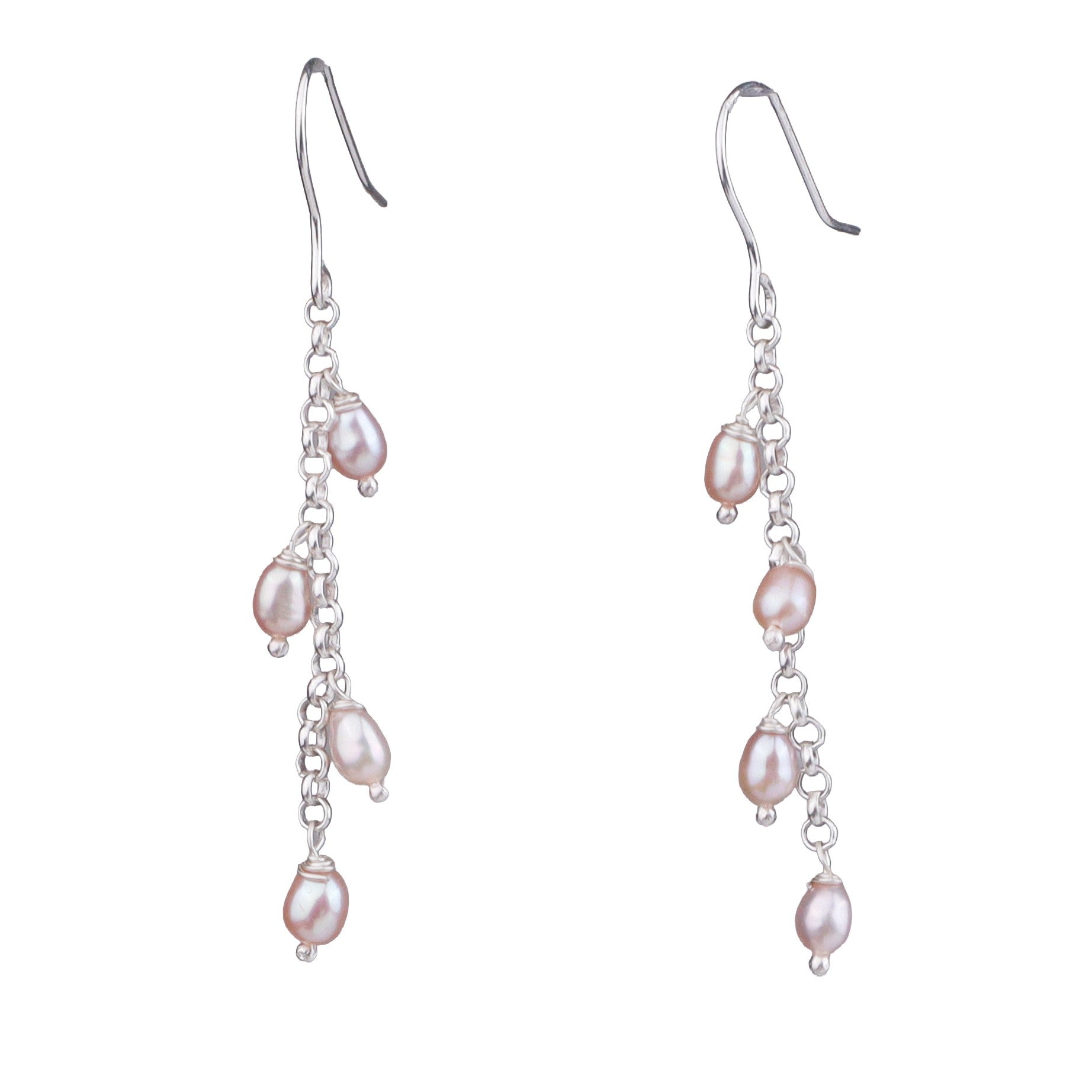 Rice Pearl Silver Earrings (Project Handmade)