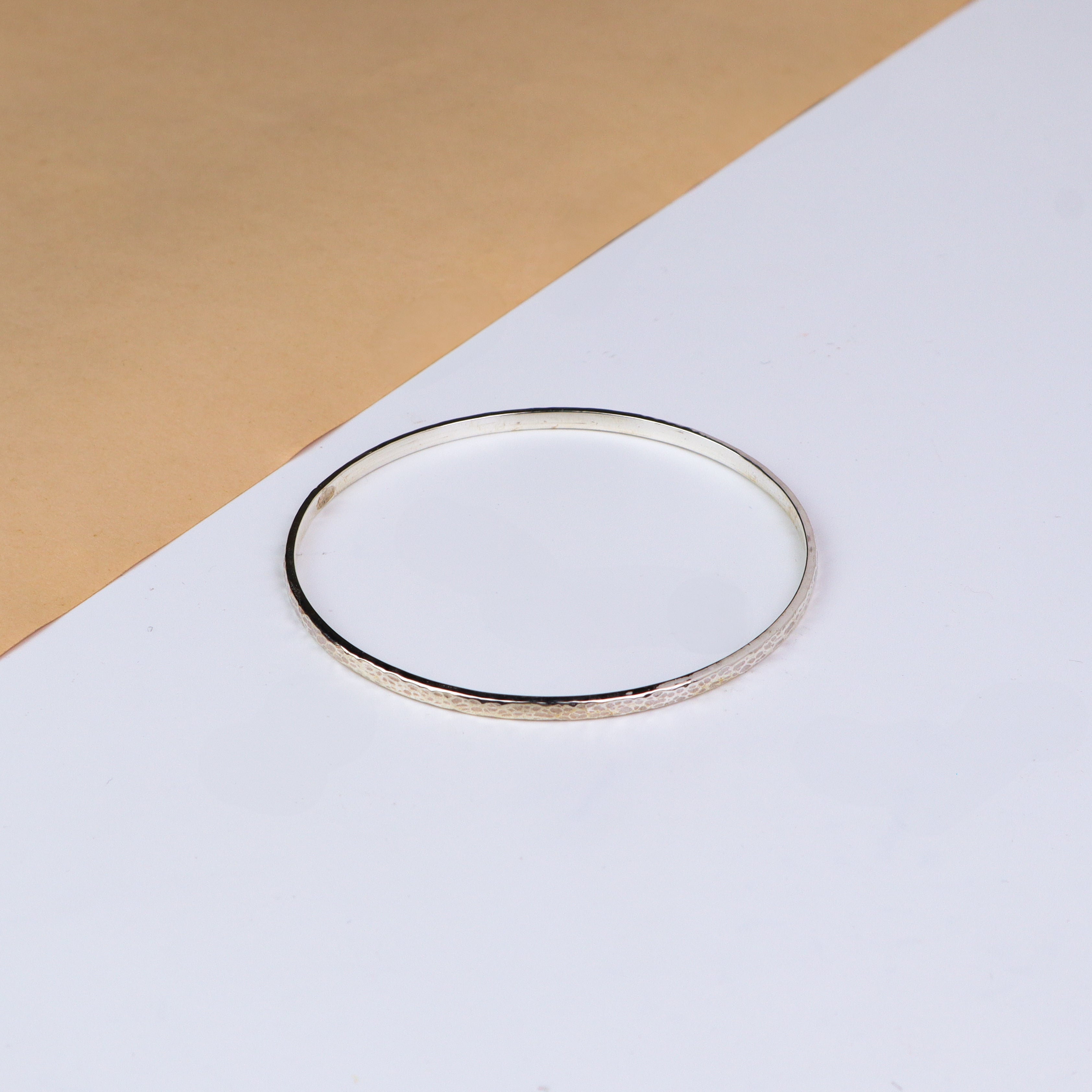 Thin Silver Textured Bangle