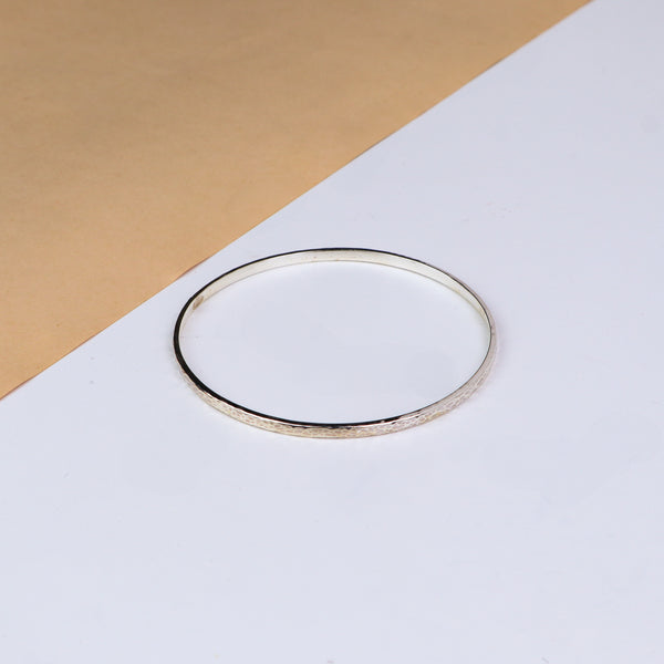 Thin Silver Textured Bangle