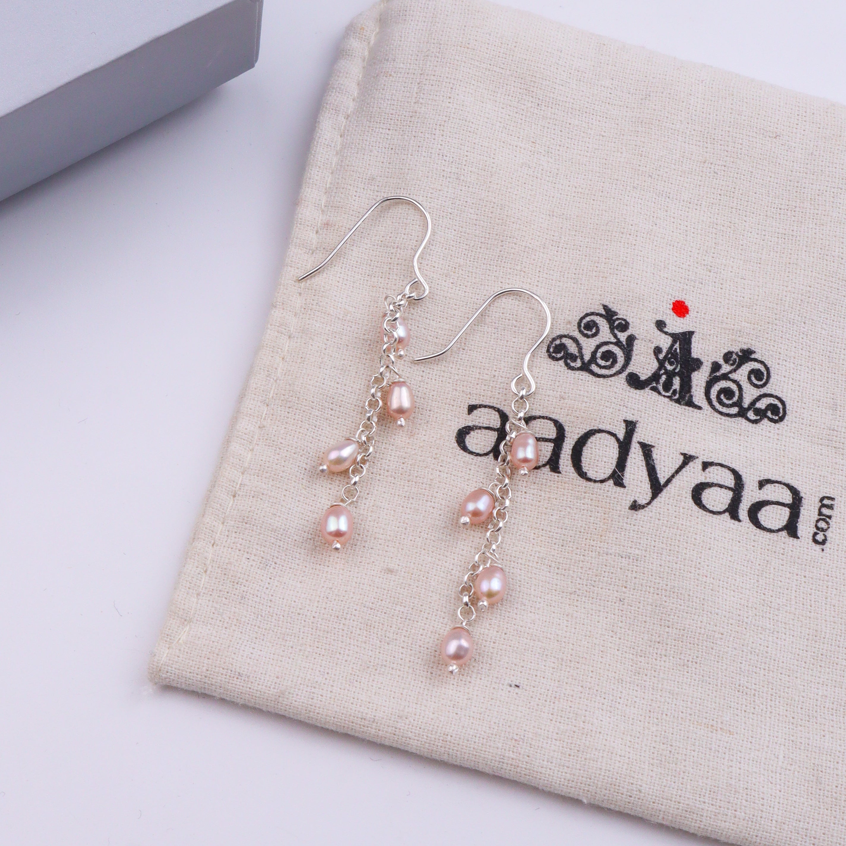 Rice Pearl Silver Earrings (Project Handmade)