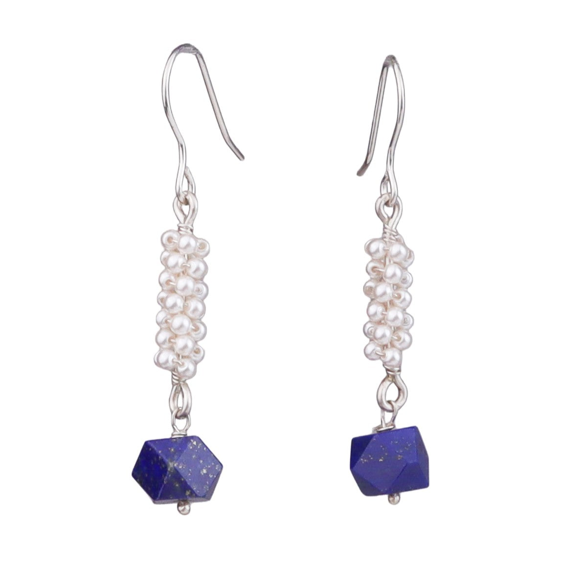 Lapis Lazuli & Pearl Silver Earrings (Project Handmade)
