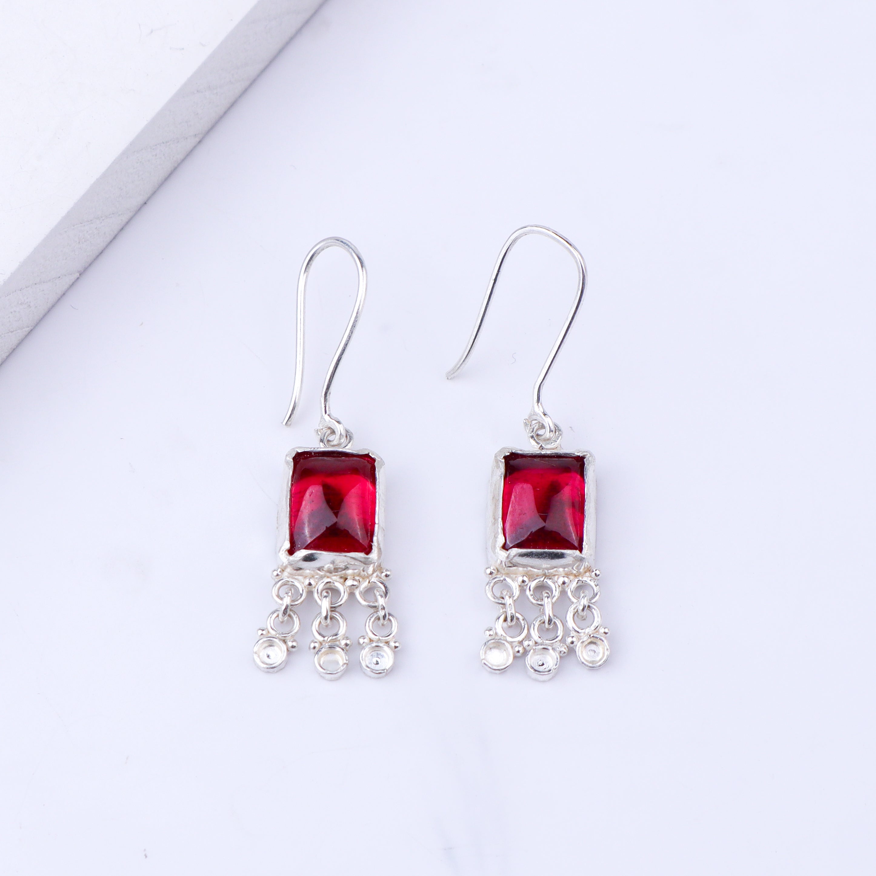 Kempu Stone Pink Dangling Earrings