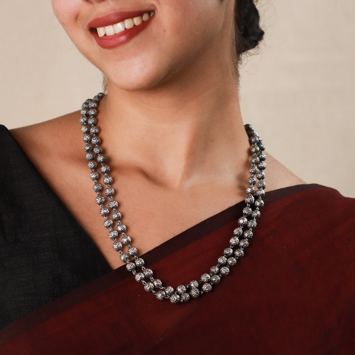 Double Layer Silver Oxidised Finish Mohanmaal