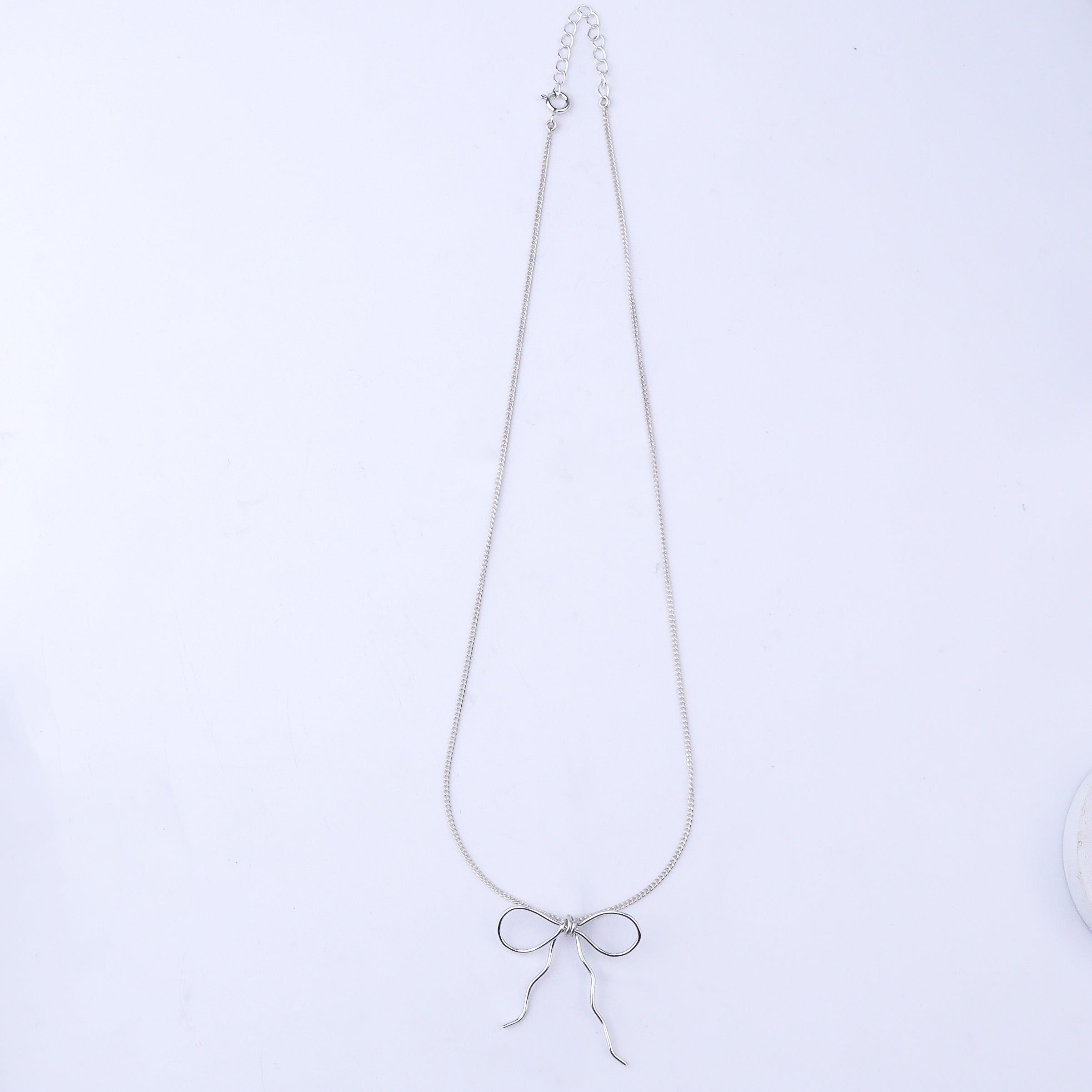 Silver Chain Bow Necklace: Small