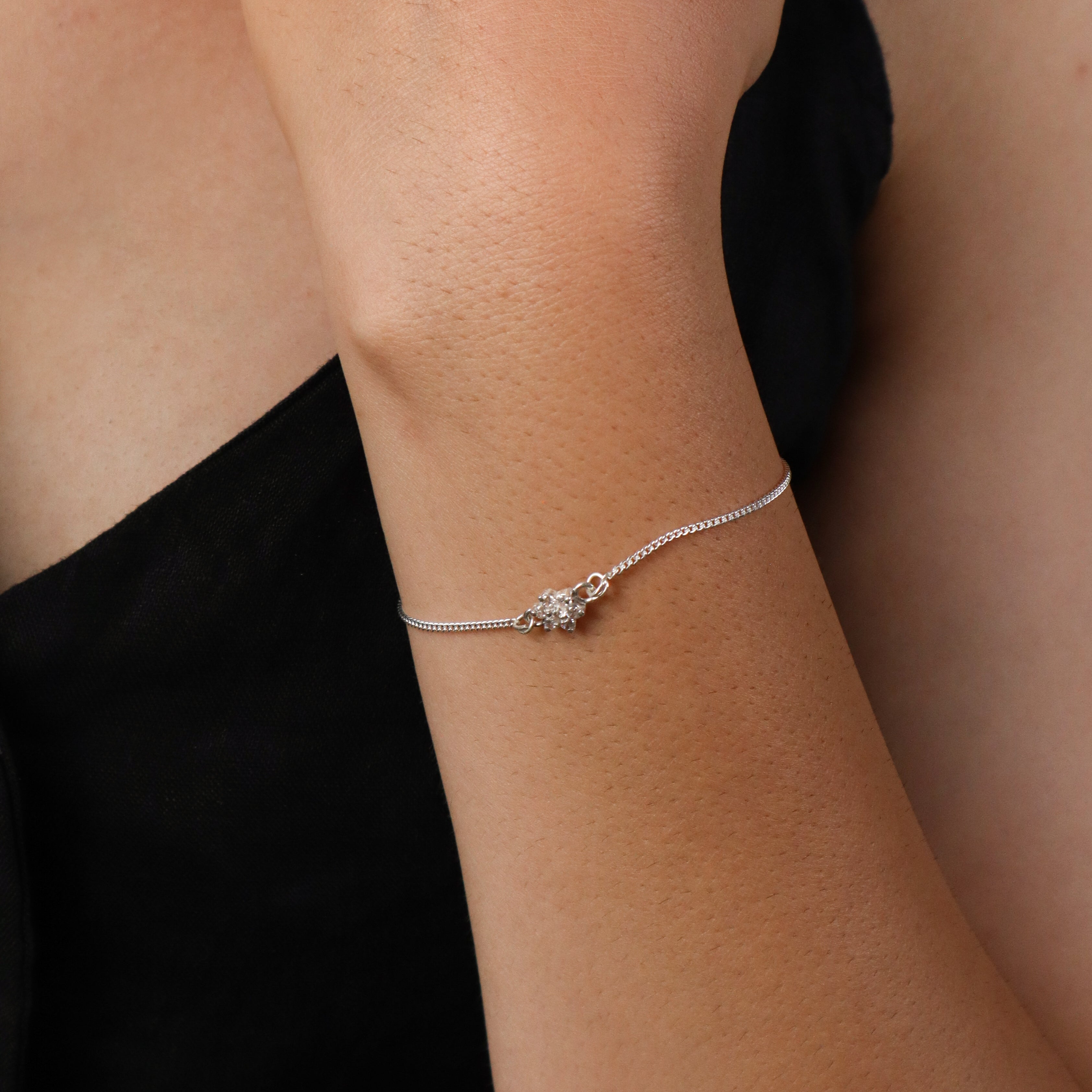 Stone Studded Small Single Flower Motif Bracelet
