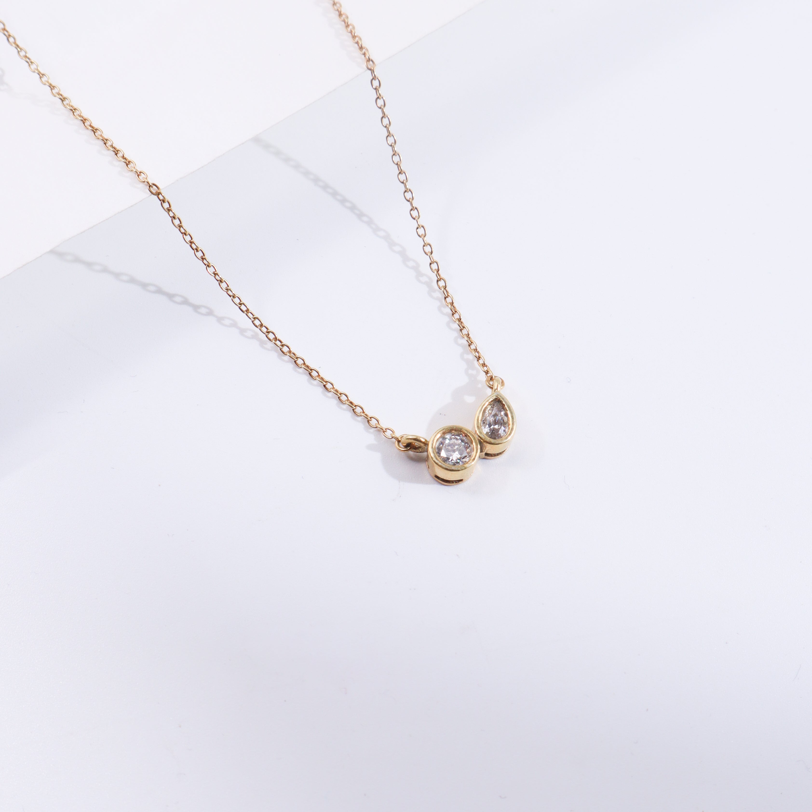 Twin CZ Dot Chain | 22K Gold Plated