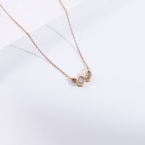 Twin CZ Dot Chain | 22K Gold Plated
