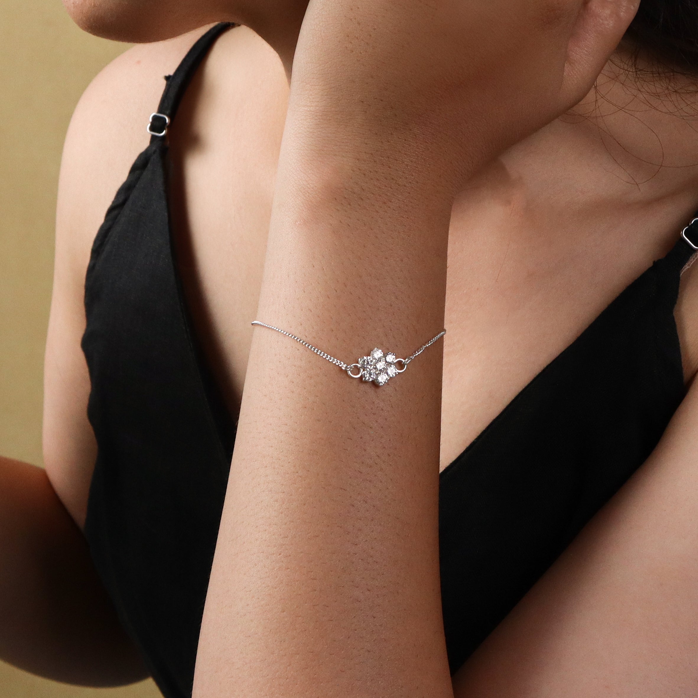 Stone Studded Big Single Flower Motif Bracelet