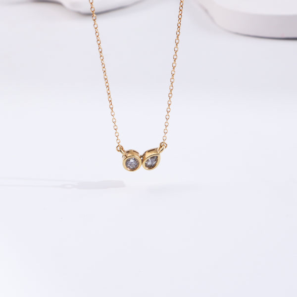 Twin CZ Dot Chain | 22K Gold Plated