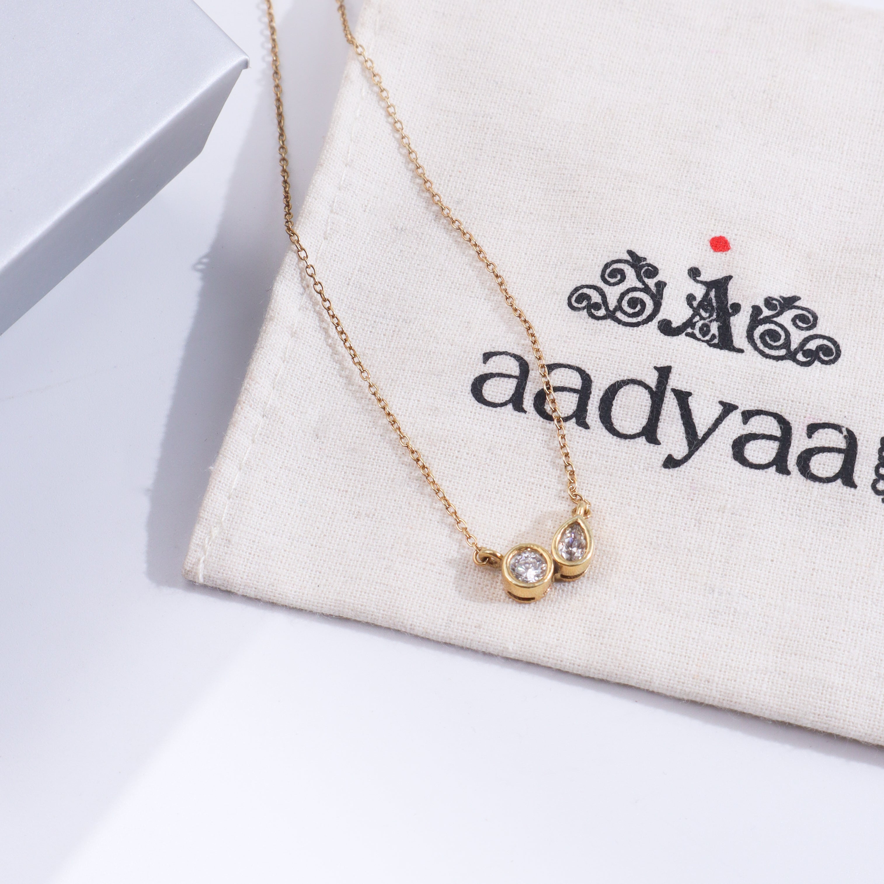 Twin CZ Dot Chain | 22K Gold Plated
