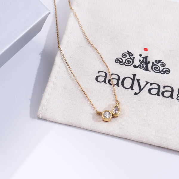 Twin CZ Dot Chain | 22K Gold Plated