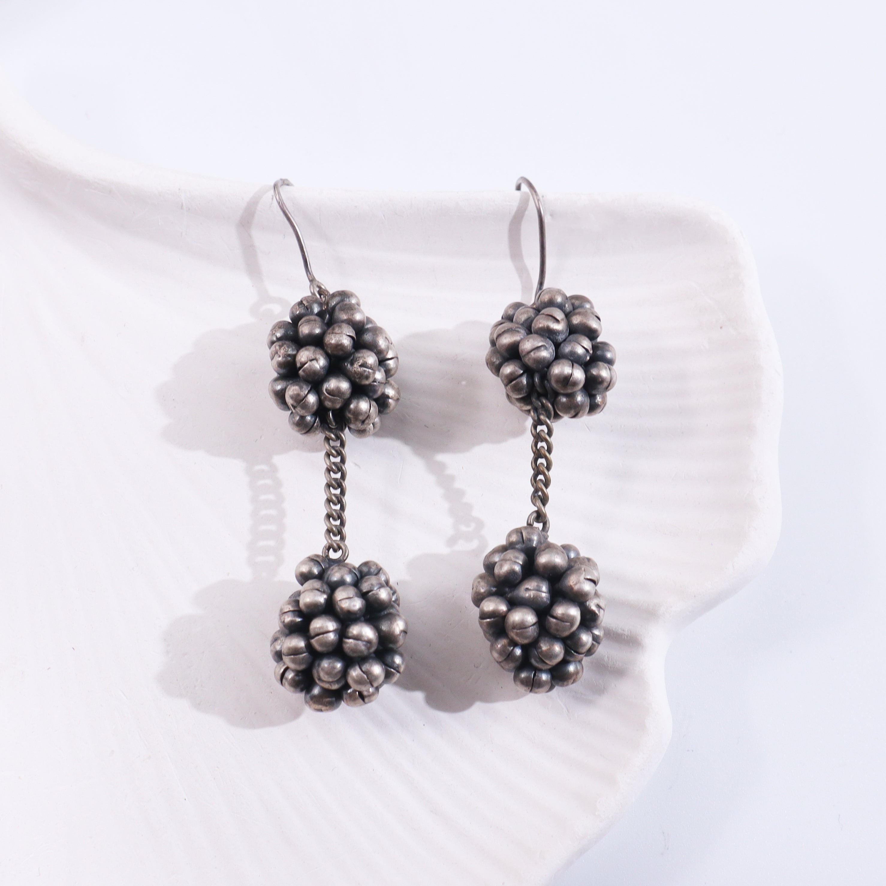 Oxidized Silver Beads Dangler Earrings