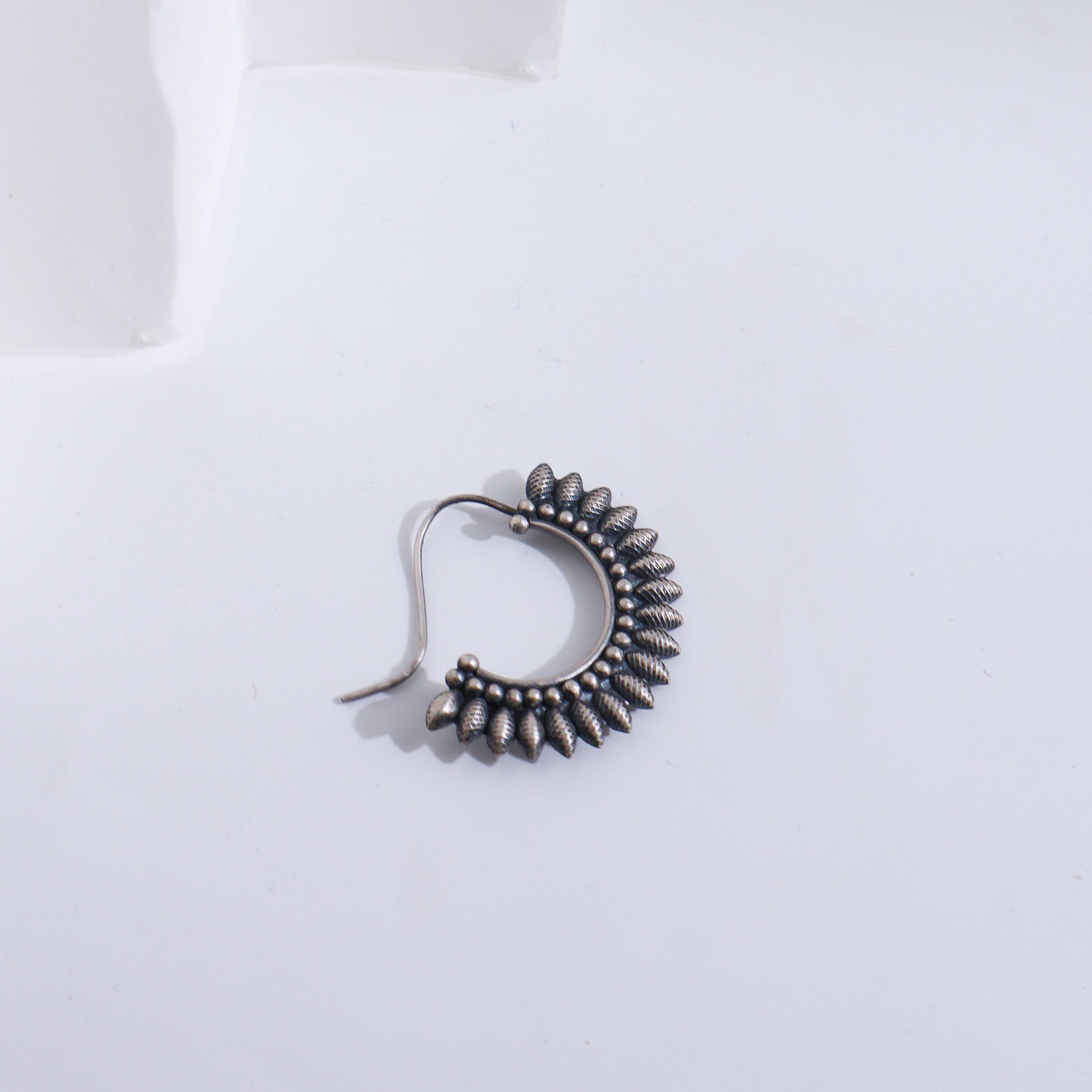 Silver floral Nath earring