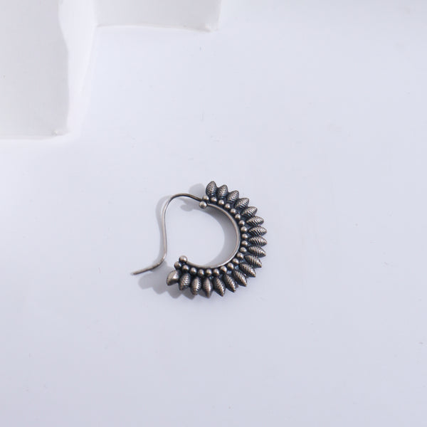 Silver floral Nath earring
