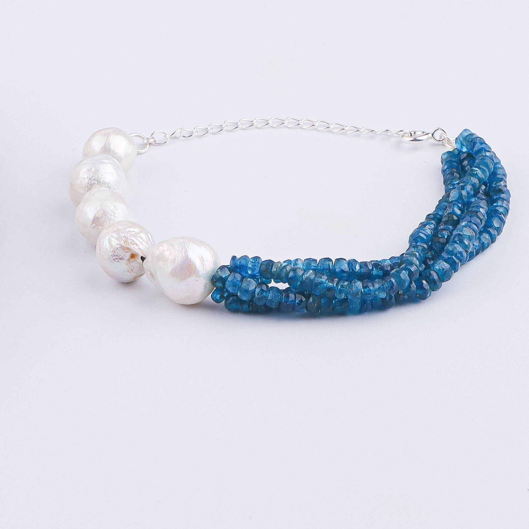 Rhodolite & Baroque Pearl Silver Bracelet (Project Handmade)