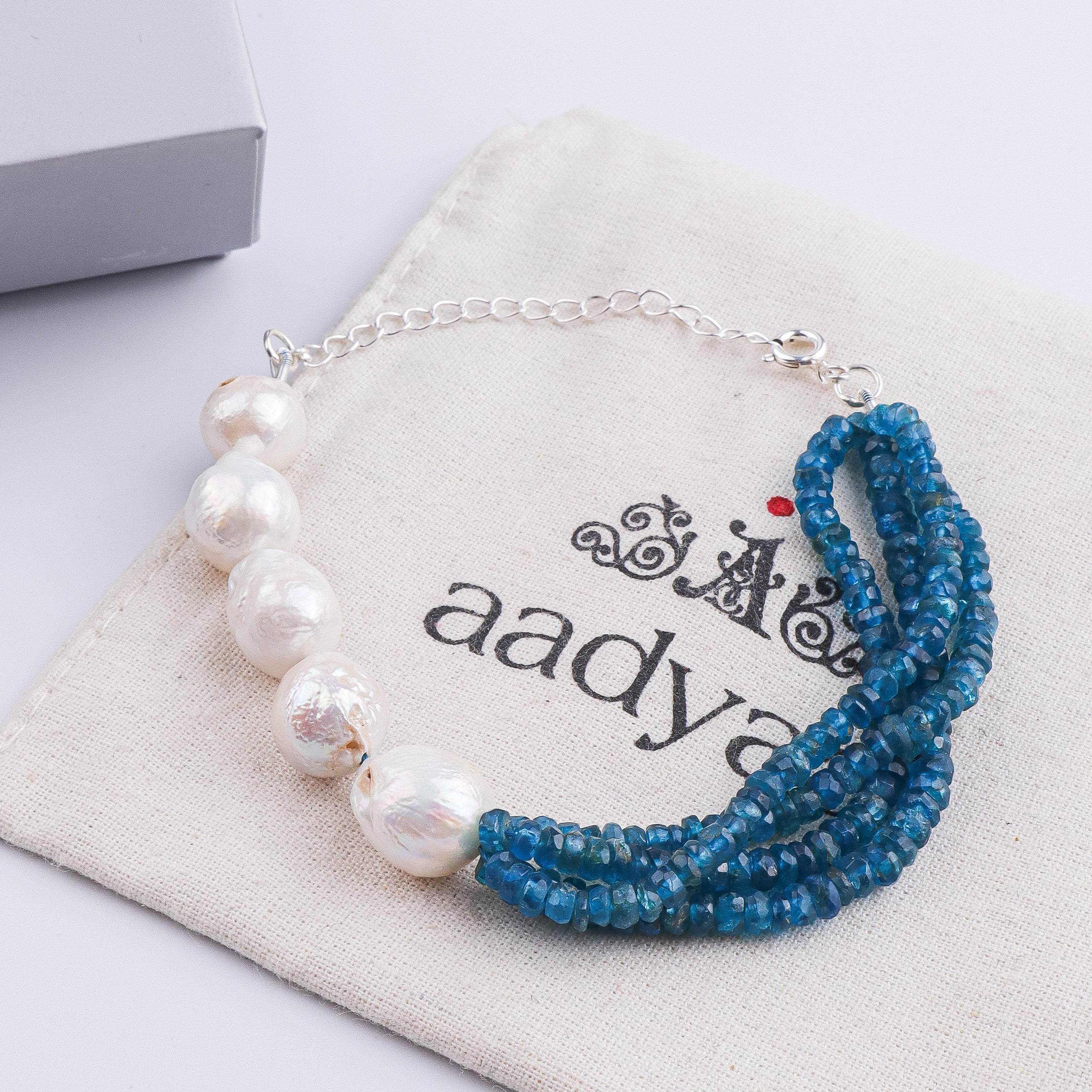 Rhodolite & Baroque Pearl Silver Bracelet (Project Handmade)