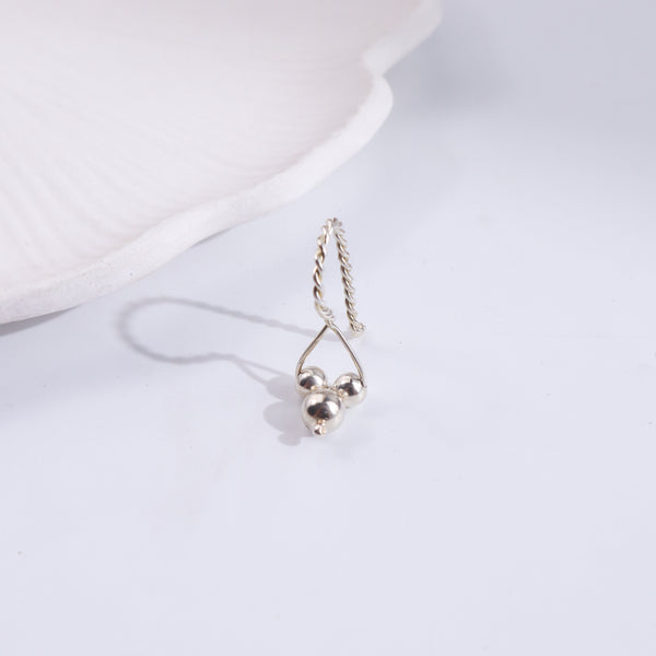 Silver Bead Bhik Bali clip-on earrings with dangling silver beads