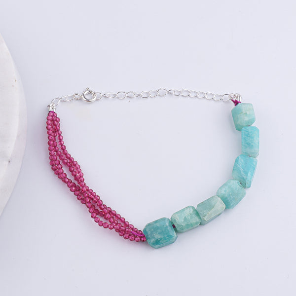 Amazonite & Ruby Silver Bracelet (Project Handmade)
