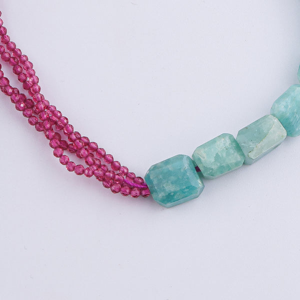Amazonite & Ruby Silver Bracelet (Project Handmade)