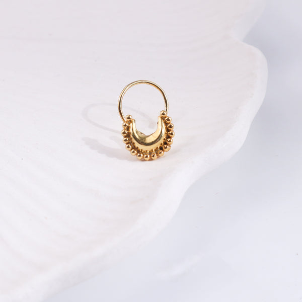 Chandrakor Nose pin : Big (Pierced) |  92.5 Silver | 22K Gold Plated