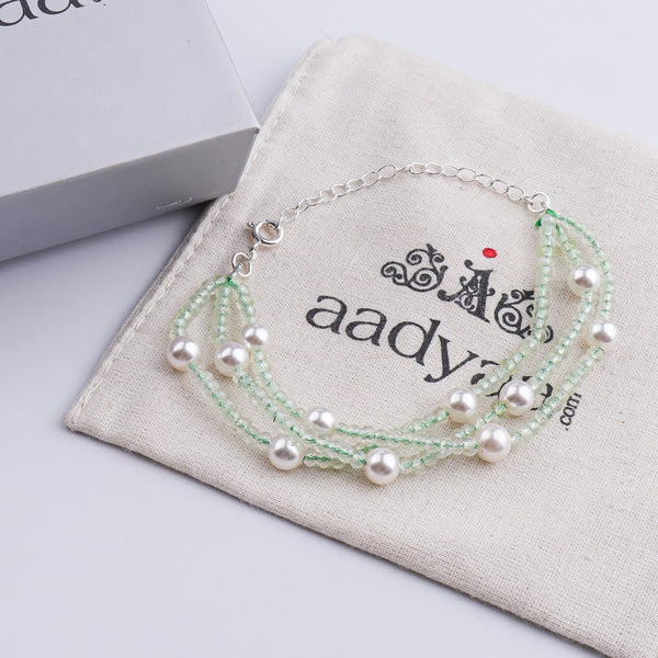 Peridot & Pearl Silver Bracelet (Project Handmade)