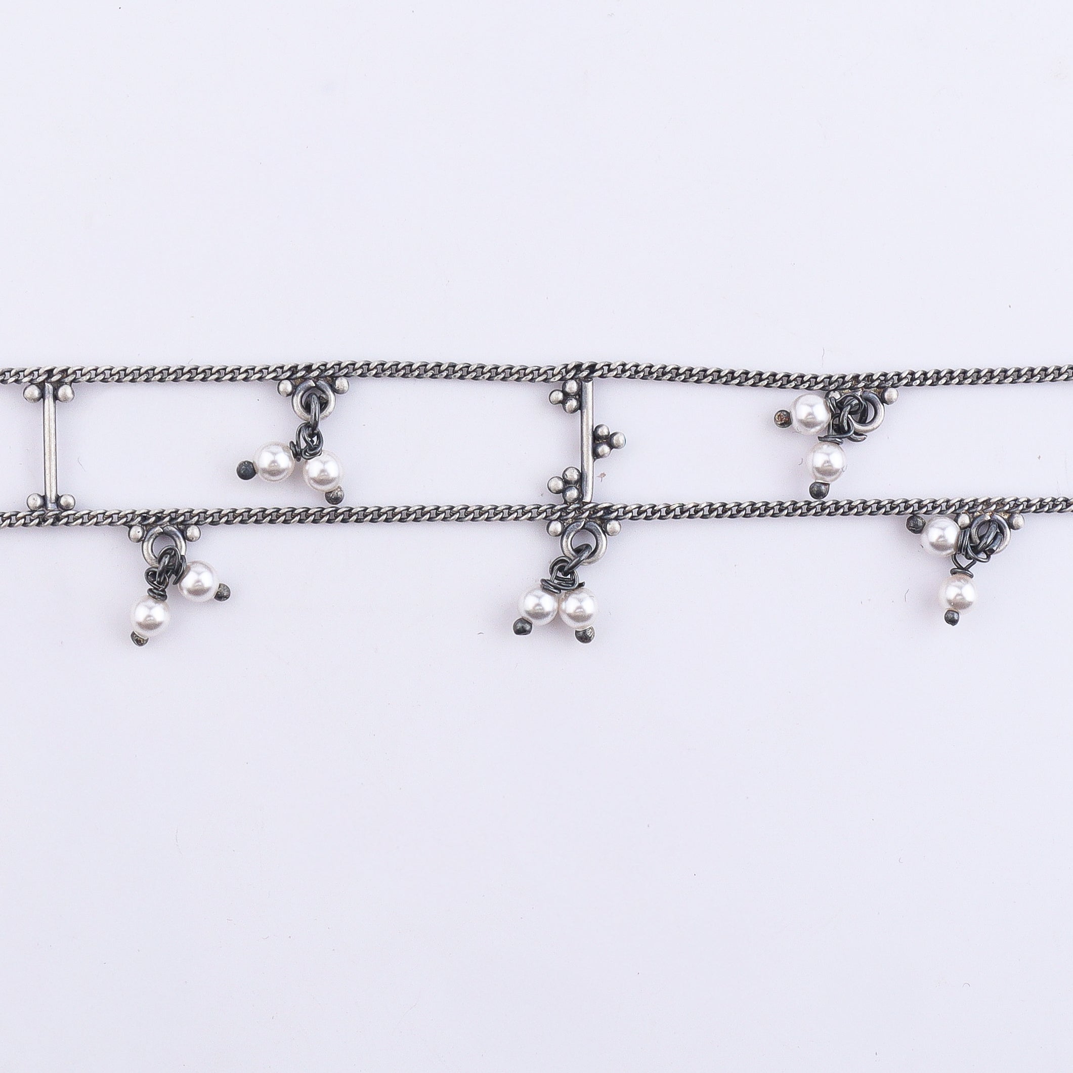 Silver Oxidized Multicharm Choker
