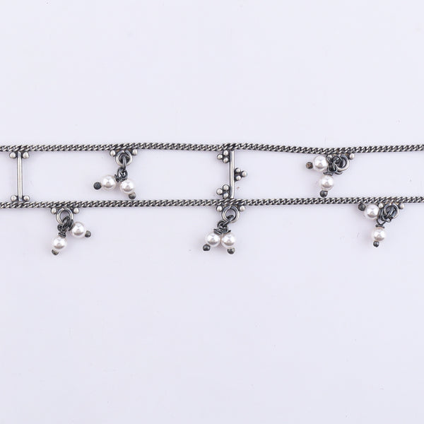 Silver Oxidized Multicharm Choker