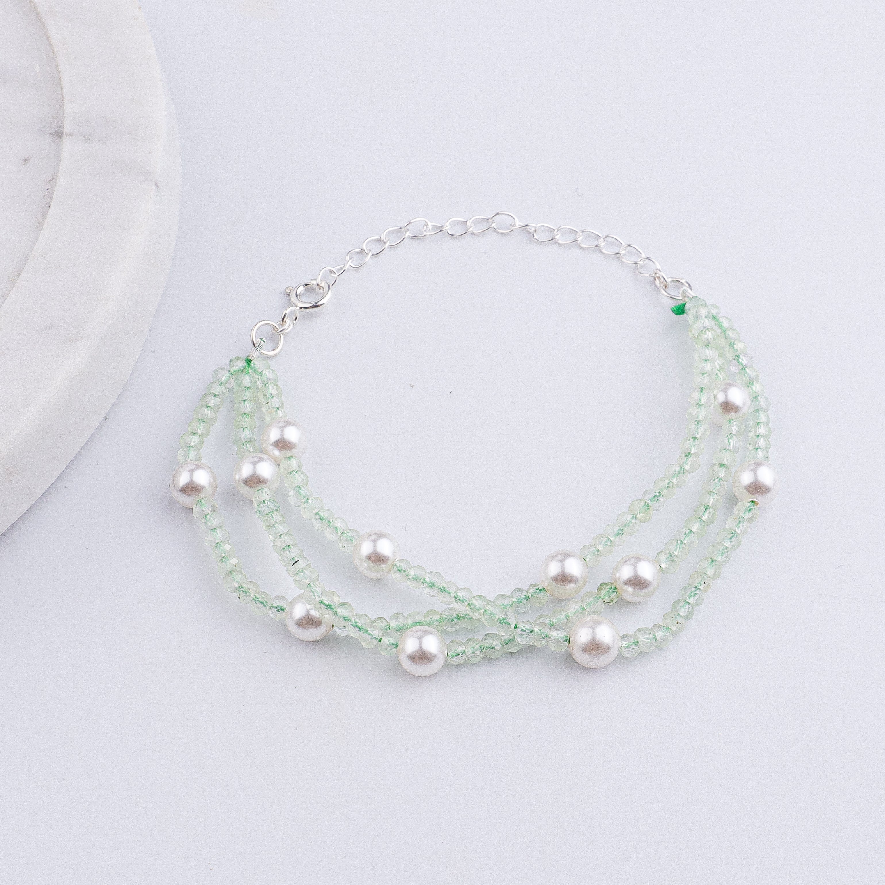 Peridot & Pearl Silver Bracelet (Project Handmade)
