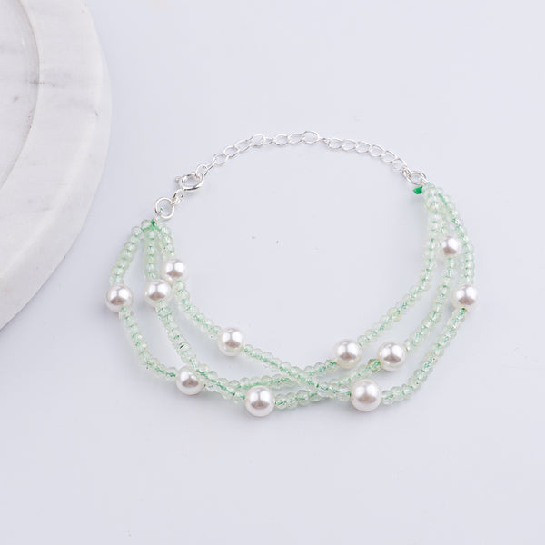 Peridot & Pearl Silver Bracelet (Project Handmade)