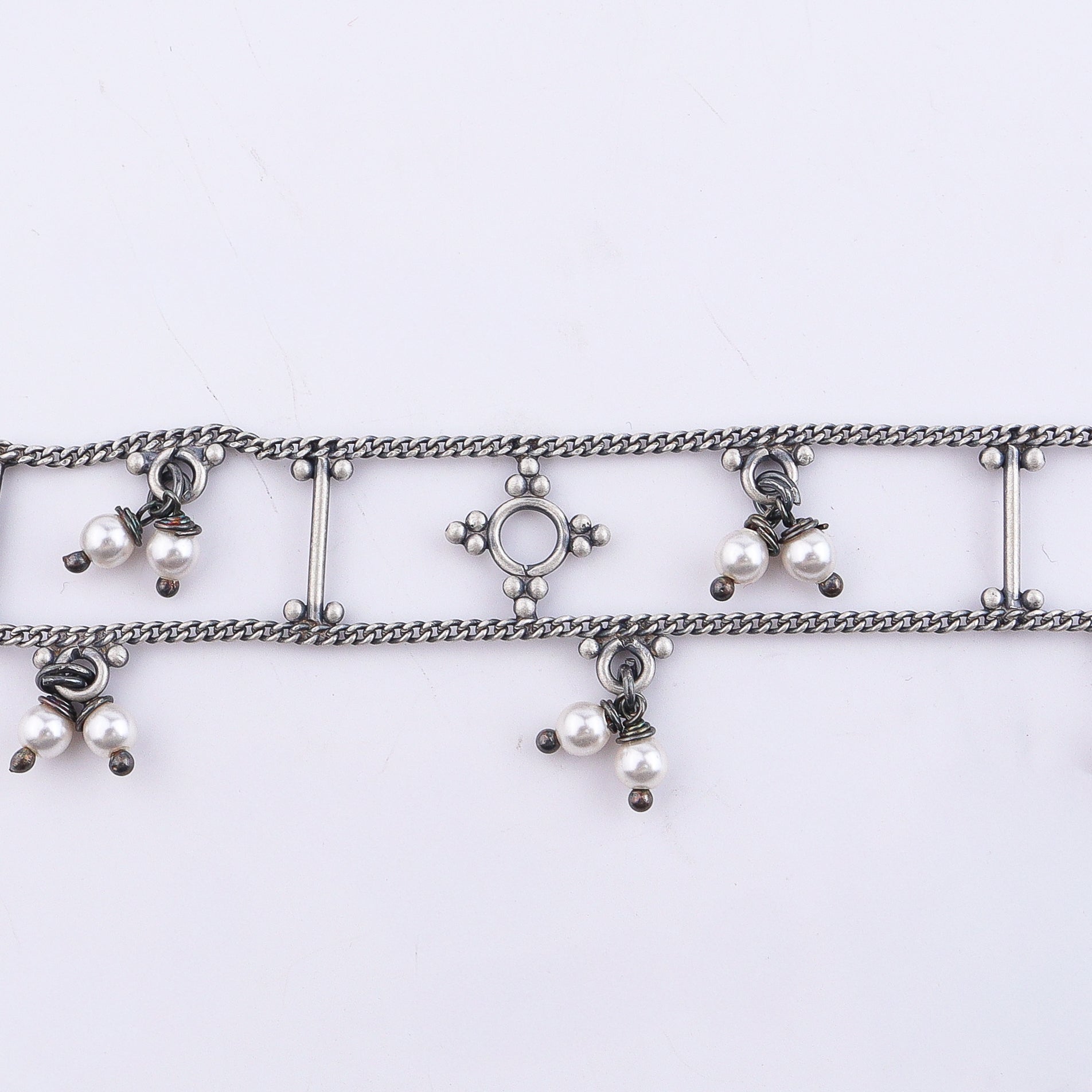 Silver Oxidized Multicharm Choker