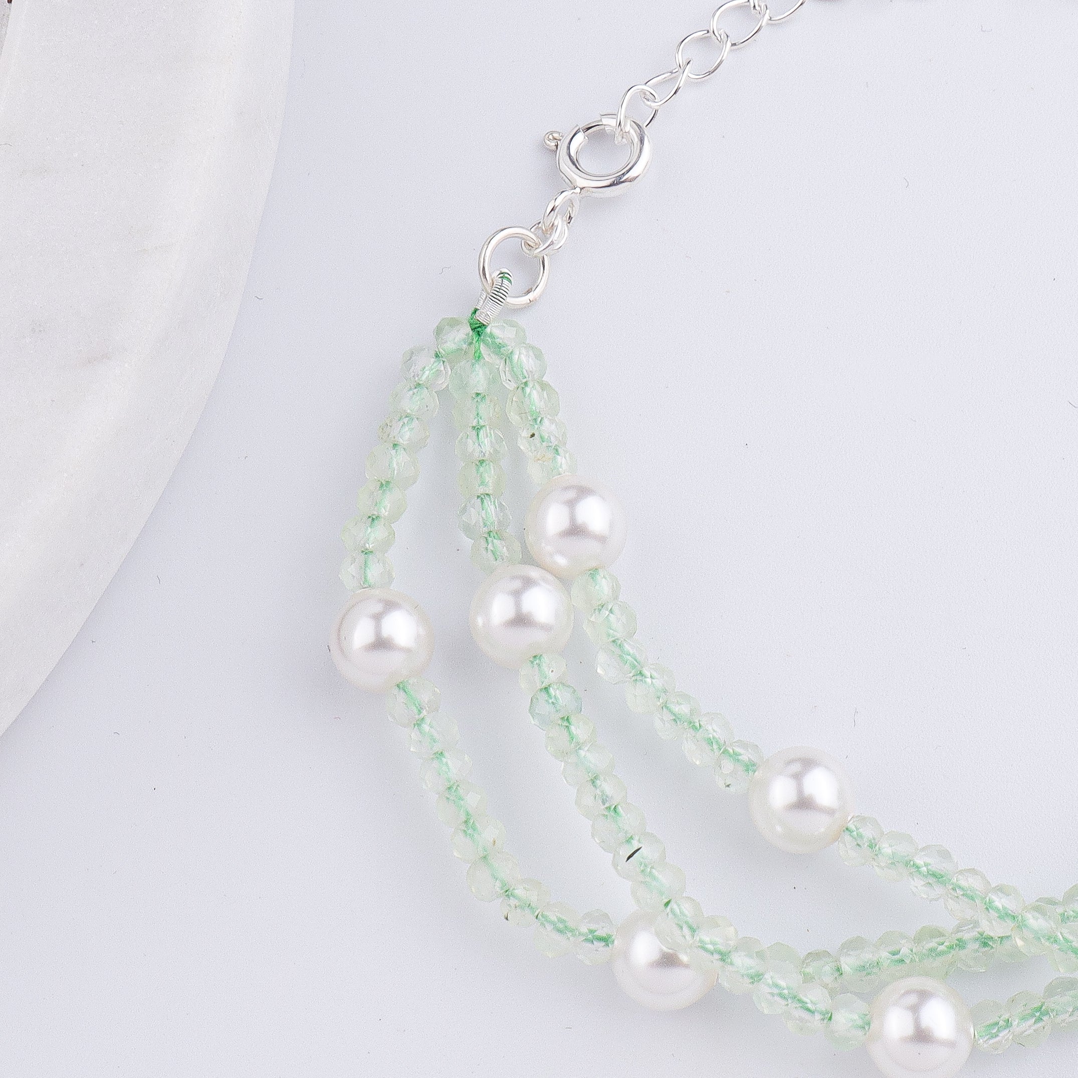 Peridot & Pearl Silver Bracelet (Project Handmade)