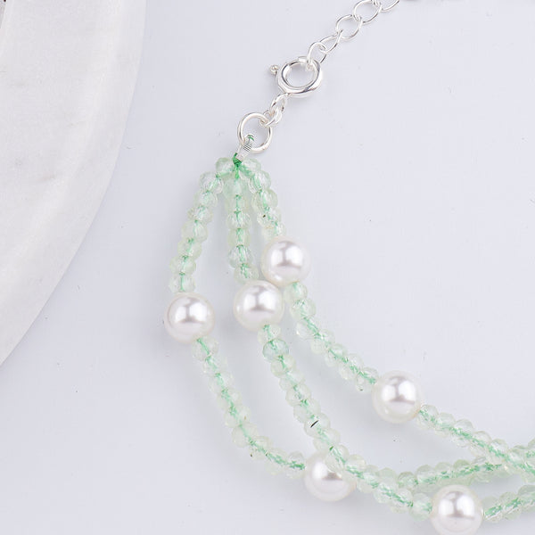 Peridot & Pearl Silver Bracelet (Project Handmade)