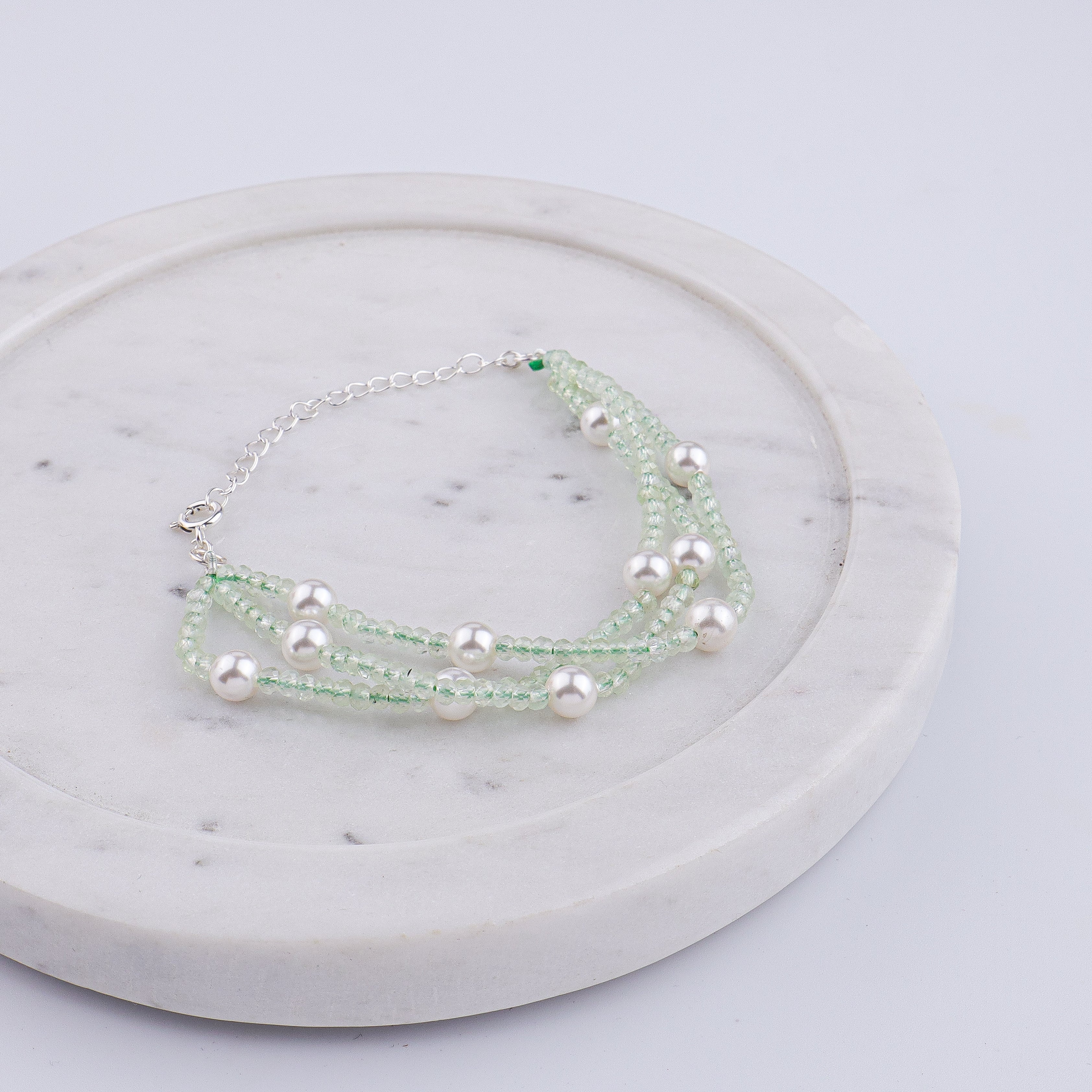 Peridot & Pearl Silver Bracelet (Project Handmade)