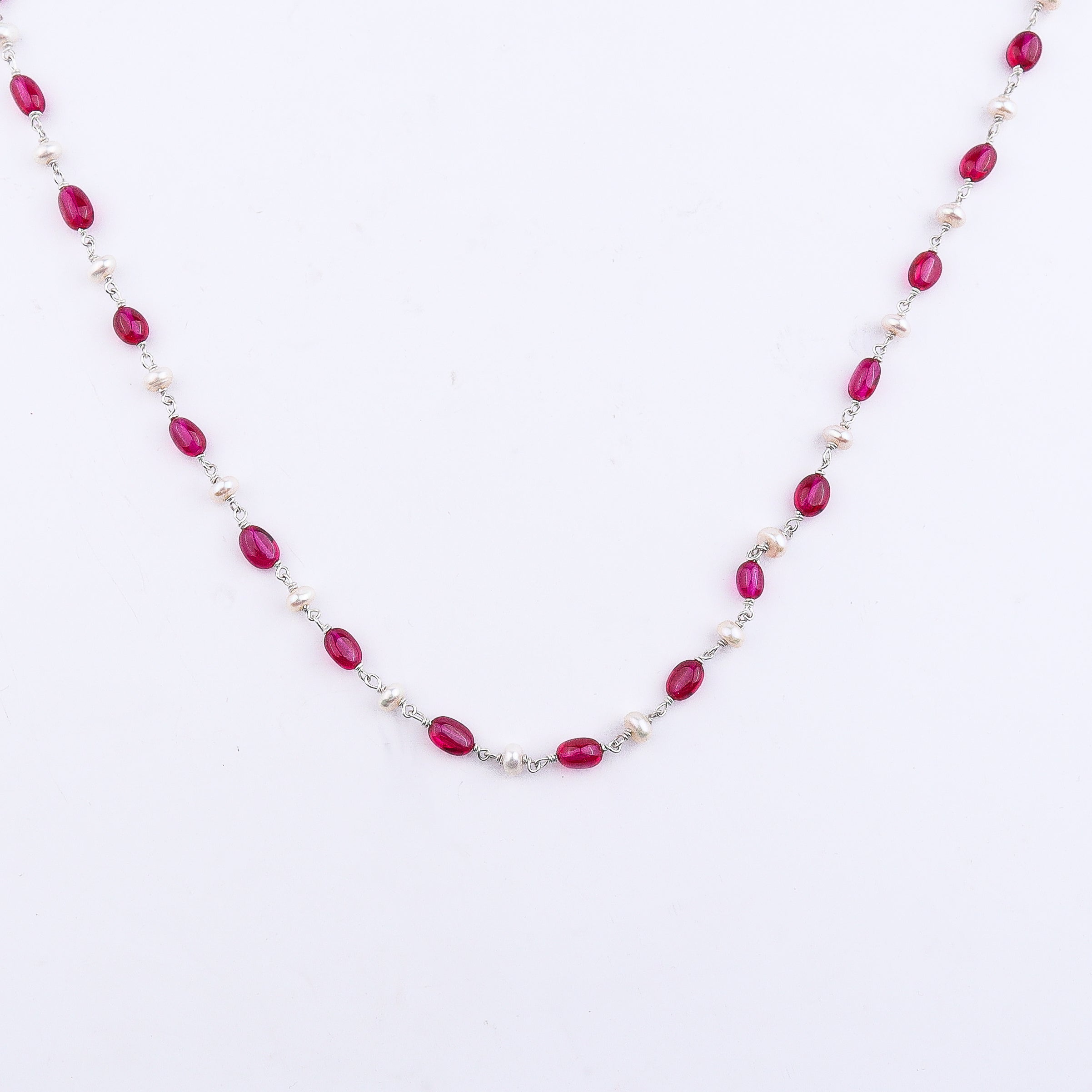 Ruby and Pearl Ganthan Necklace