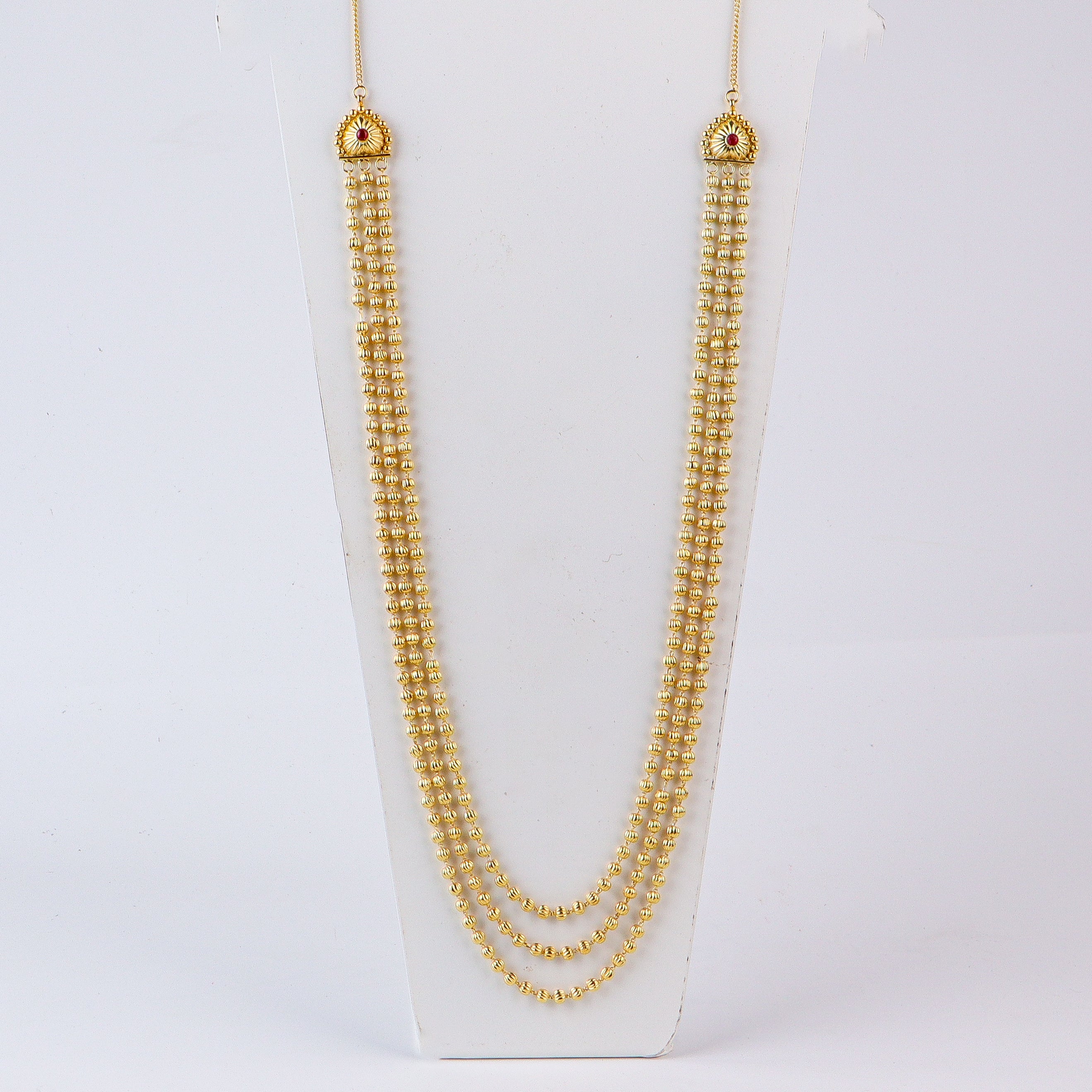 हरपर रेवडी माला (Harpar Revdi Mala) 3 Layered Necklace  | 92. Silver | 22 Carat Gold plated
