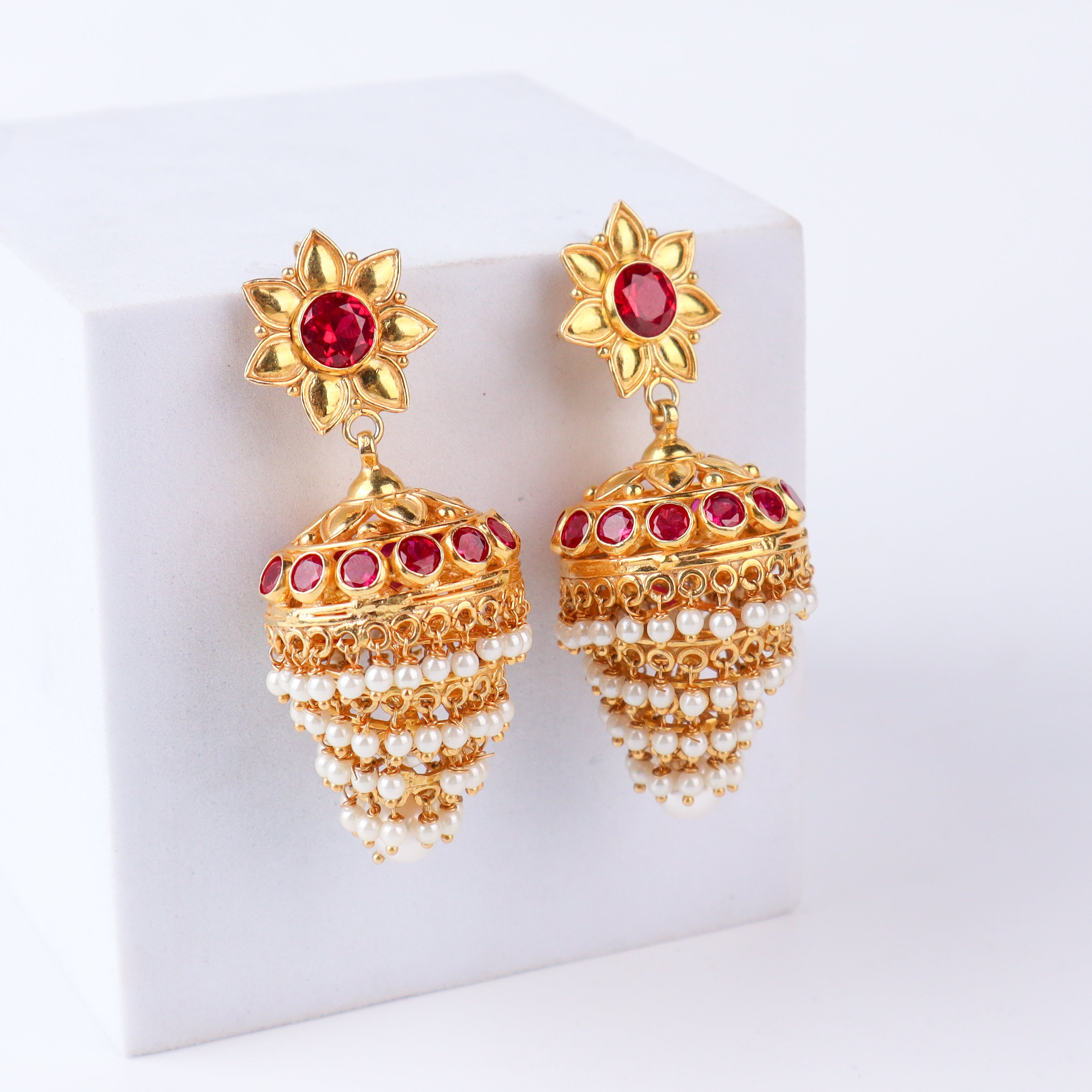 Jhumki with Pearl |  92.5 Silver | 22K Gold Plated
