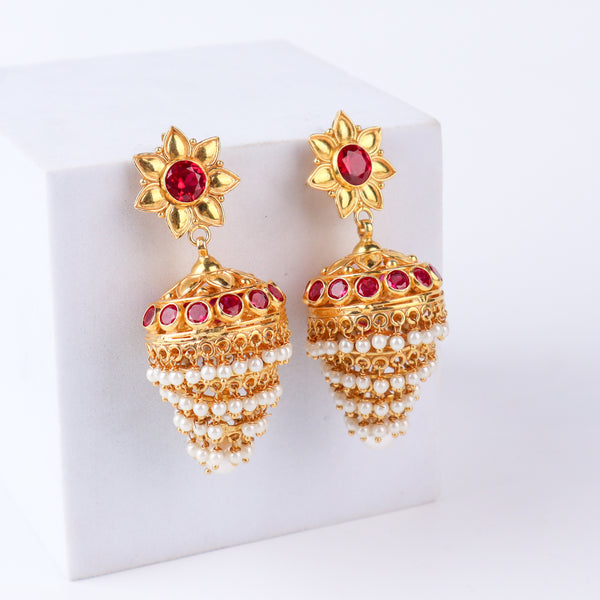 Jhumki with Pearl |  92.5 Silver | 22K Gold Plated