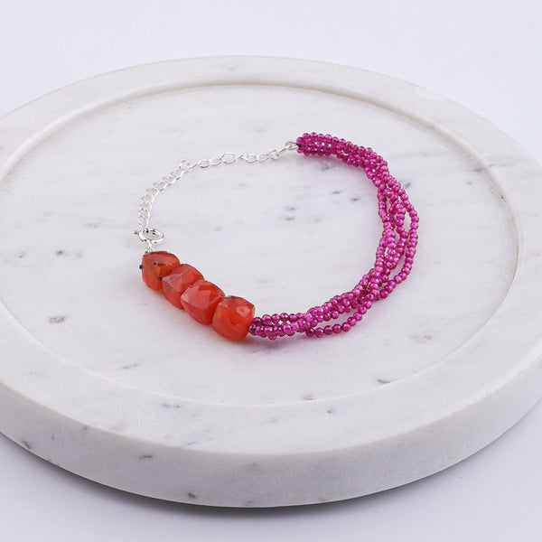 Carnelian & Ruby Silver Bracelet (Project Handmade)