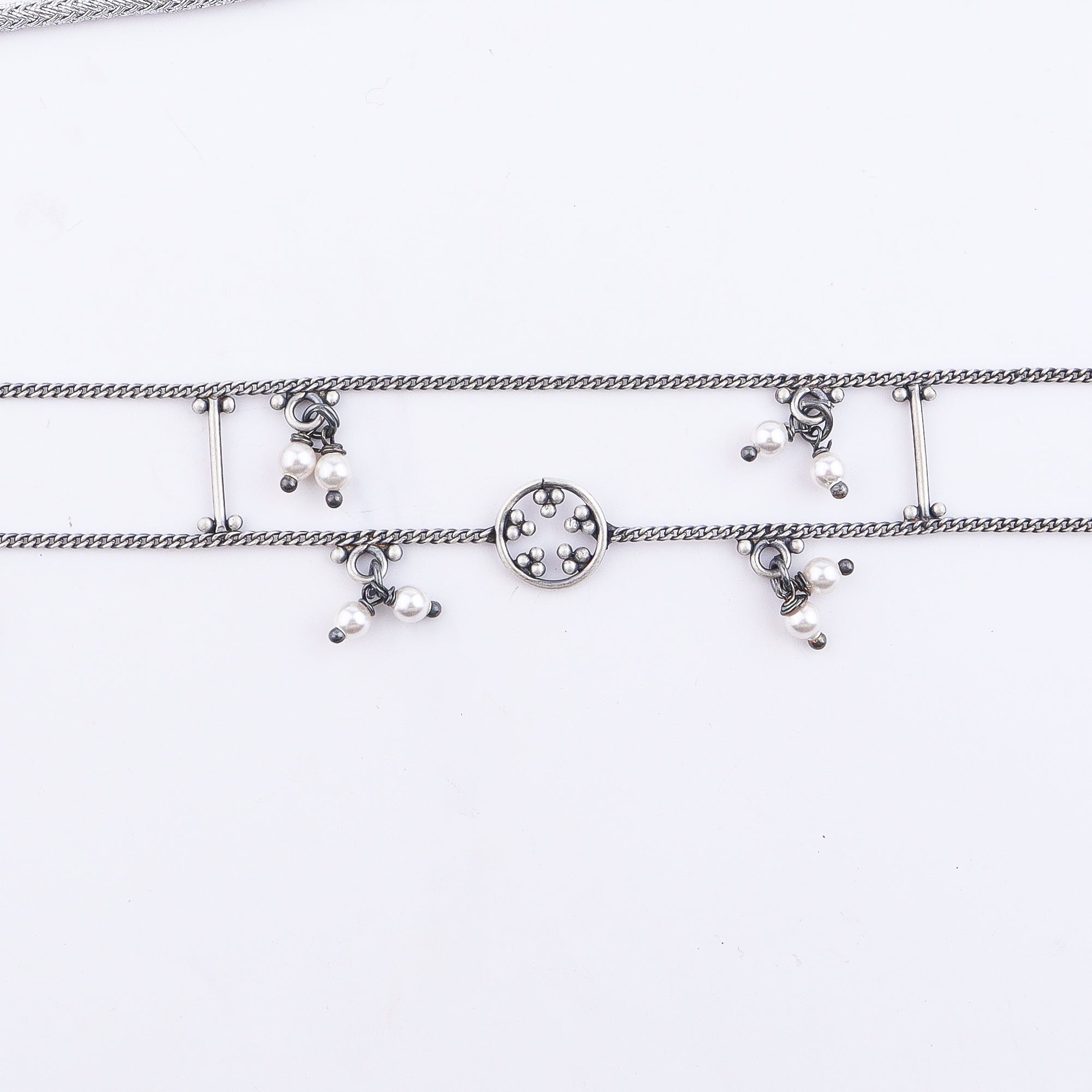 Silver Oxidized Multicharm Choker